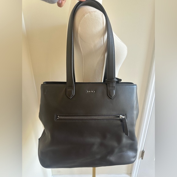 Dkny Handbags - DKNY Gray Genuine Leather Bag With Handles